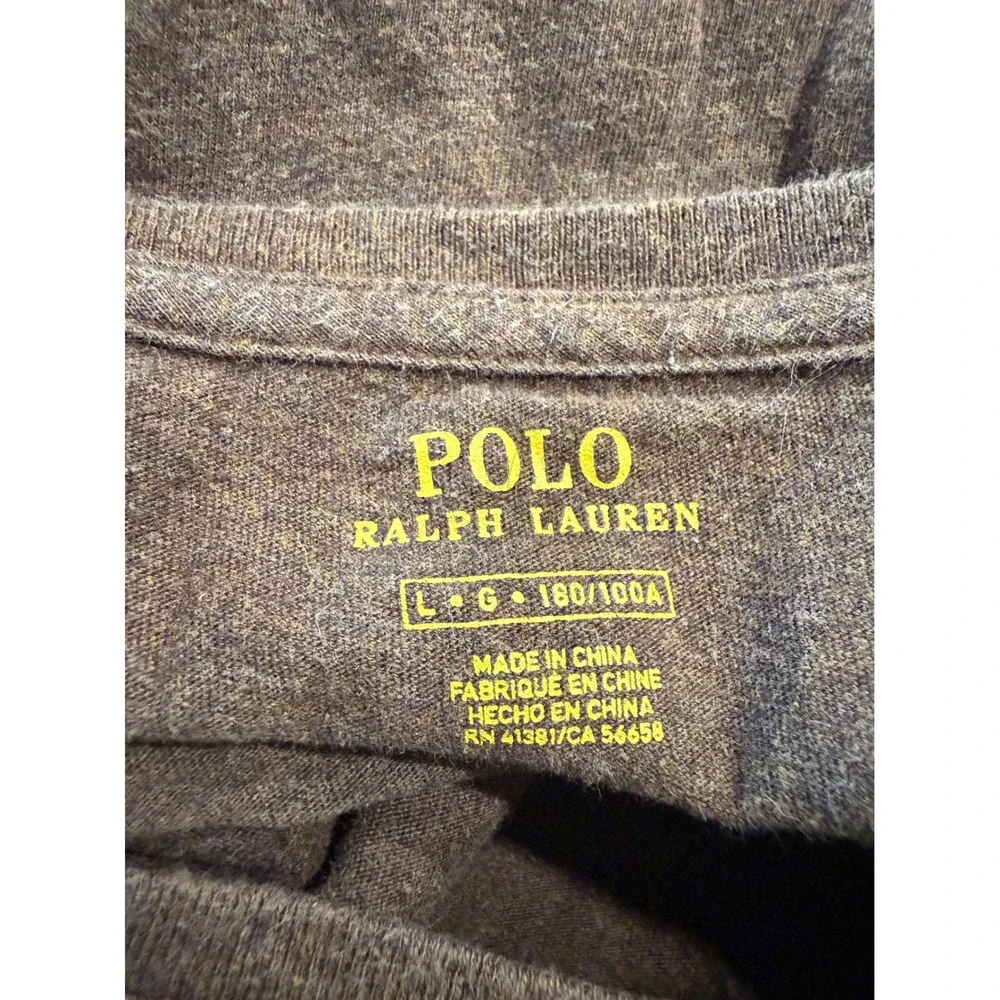 Polo Ralph Lauren Mens Long Sleeve T-Shirt Brown Heathered Pony‎ Logo Large